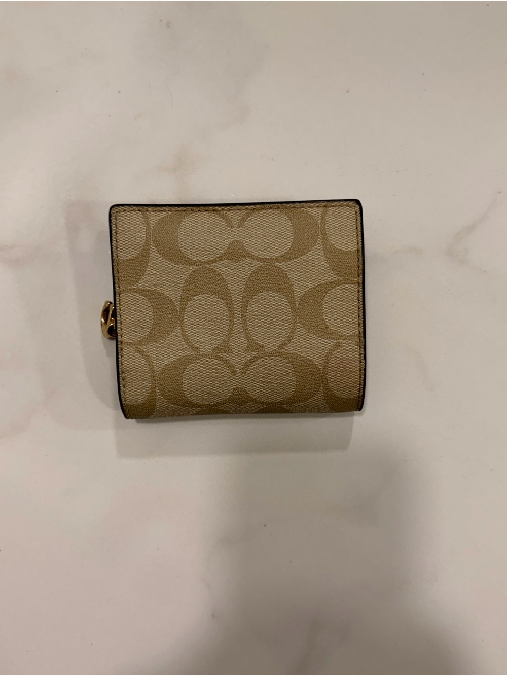 Coach Signature Canvas Snap Wallet – Khaki/Tan with Gold Hardware - Picture 2 of 4